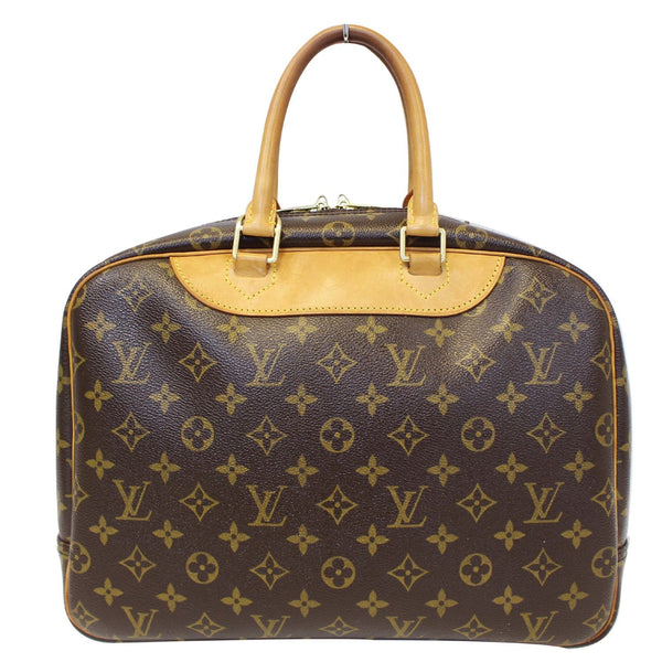LOUIS VUITTON Deauville Monogram Canvas Boston Satchel Bag Brown