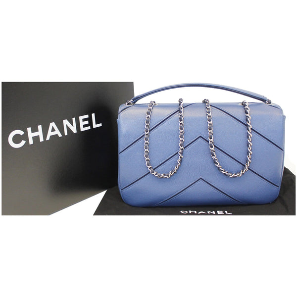CHANEL CC Chevron Flap Shoulder Crossbody Bag Blue-US