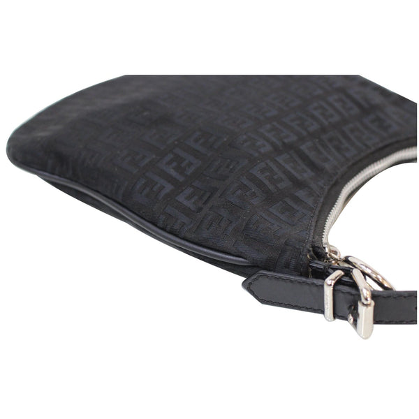 FENDI FF Zucchino Small Oyster Shoulder Bag Black