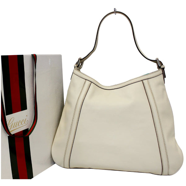 GUCCI Britt White Leather Hobo Shoulder Bag 162740-US
