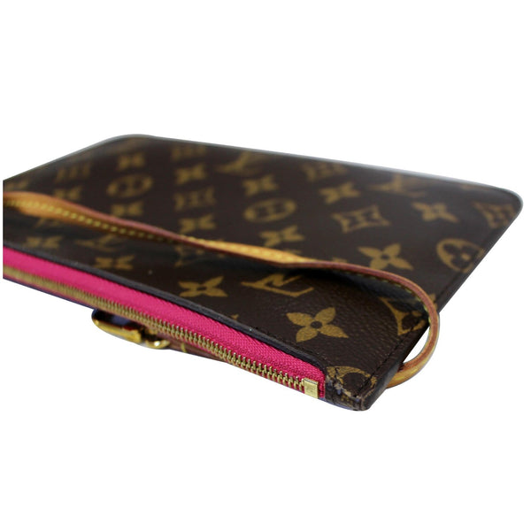 LOUIS VUITTON Pochette Wristlet Pouch Monogram Canvas Neverfull MM Brown
