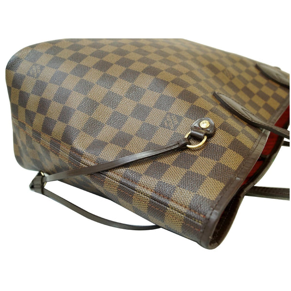 Louis Vuitton Neverfull MM Damier Ebene Tote Bag Brown side view