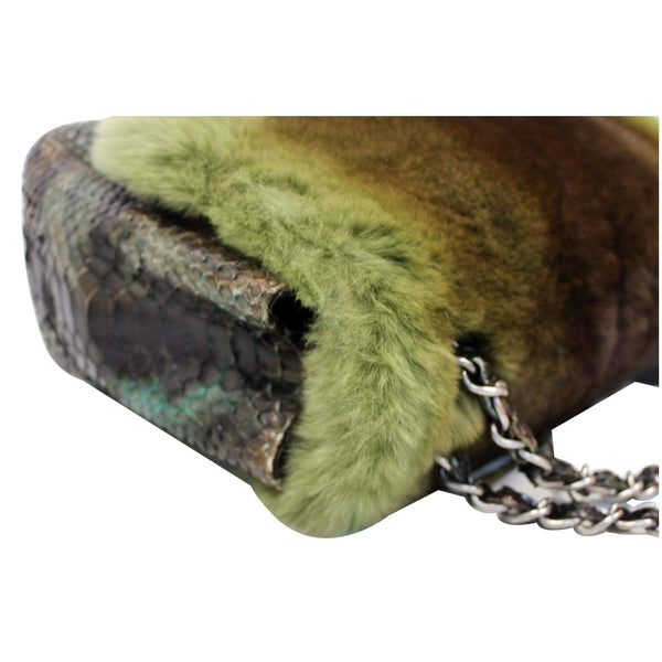 Chanel Jumbo Classic Fur and Python Leather Flap Bag side view