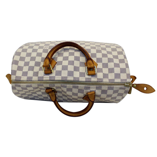 LOUIS VUITTON Speedy 30 Damier Azur Satchel Bag White