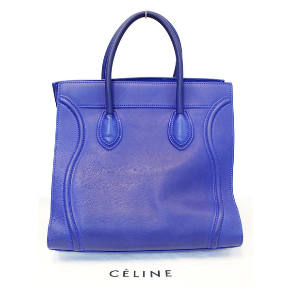 CELINE Phantom Luggage Medium Blue Leather Tote Bag-US