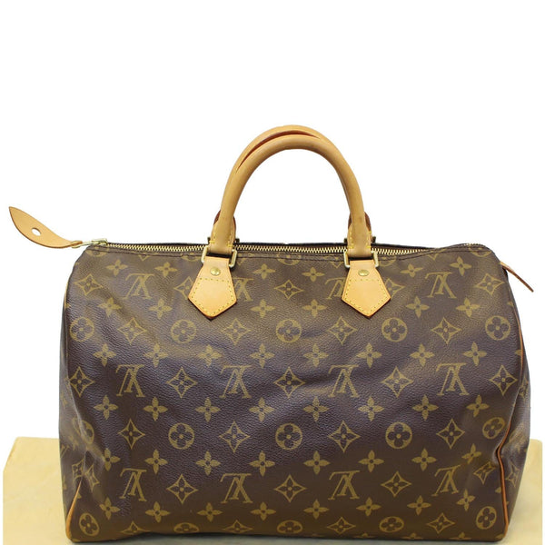 LOUIS VUITTON Speedy 35 Monogram Canvas Satchel Bag Brown