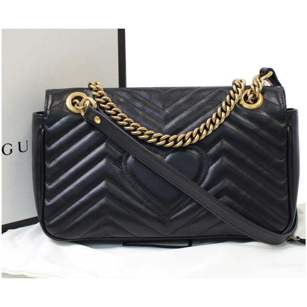 GUCCI GG Marmont Small Matelasse Leather Crossbody Bag Black 443497