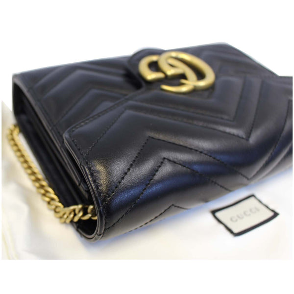 GUCCI GG Marmont Matelasse Black Leather Super Mini Crossbody Bag-US