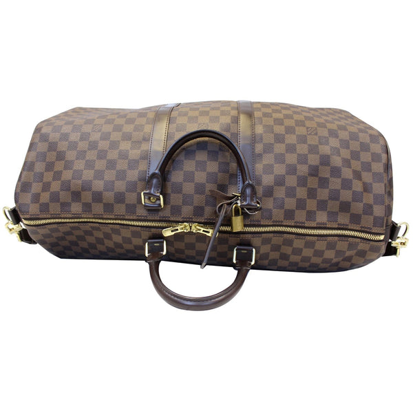 LOUIS VUITTON Keepall Bandouliere 55 Damier Ebene Travel Bag Brown
