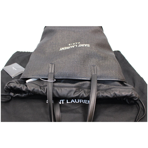 YVES SAINT LAURENT Teddy Canvas/Leather Drawstring Shopping Tote Black - Last Call