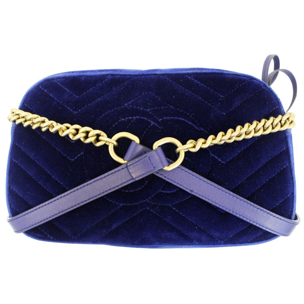 GUCCI GG Marmont Velvet Small Crossbody Bag Blue