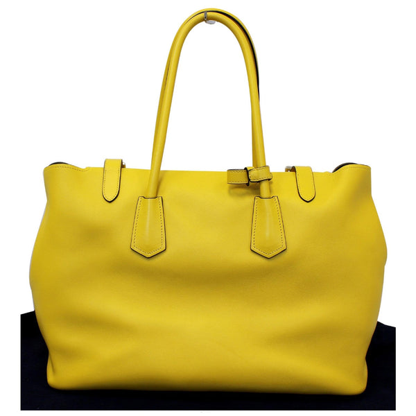 Prada Tote Bag- Calfskin Buckle Tote Bag Yellow City - back Side