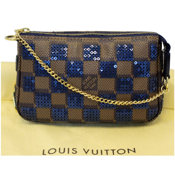 LOUIS VUITTON Mini Pochette Damier Paillettes Accessories Pouch Blue