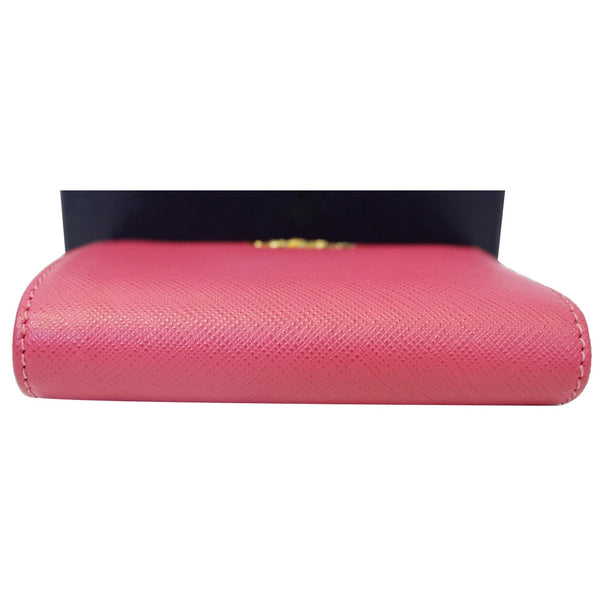 Prada Saffiano Wallet | Bifold Card Wallet Red - Downside View