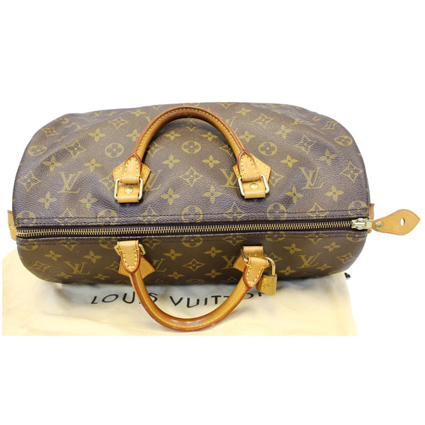LOUIS VUITTON Speedy 35 Monogram Canvas Satchel Bag Brown
