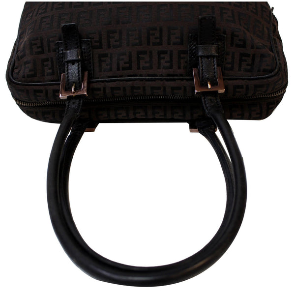 FENDI Top Handle Zucca Fabric Canvas Tote Brown