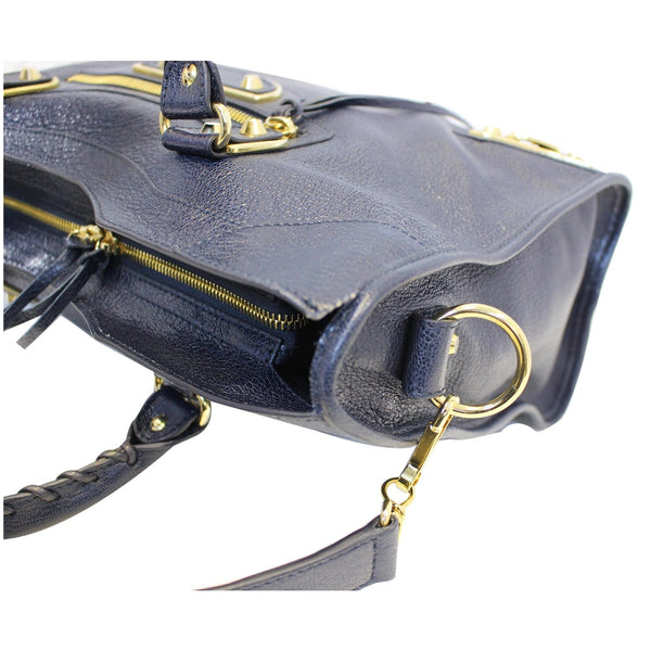 BALENCIAGA Metallic Edge City Leather Shoulder Bag Navy Blue - Last Call