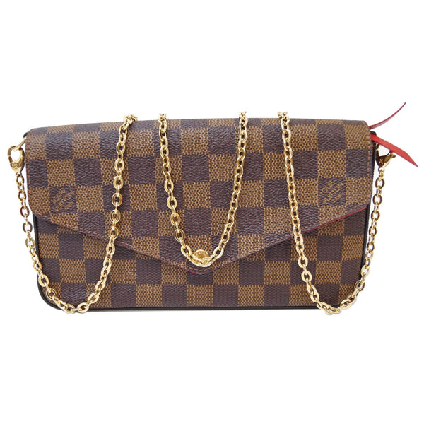 LOUIS VUITTON Pochette Felicie Damier Ebene Crossbody Bag Brown