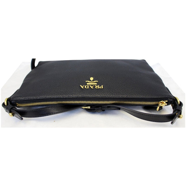 Prada Vitello Daino Leather Crossbody Bag Black with zip