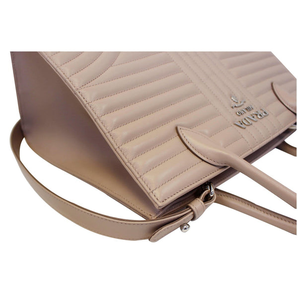 Prada Diagramme Bag Leather Tote Shoulder - Right Side View