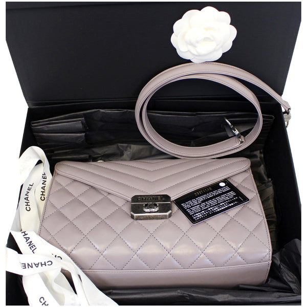 Chanel Flap Bag Quilted Sheepskin with Handle Lilac full view