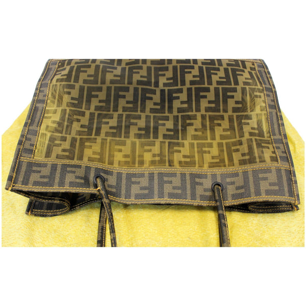 FENDI Tobacco Zucca Print Mesh Fabric Tote Bag Brown