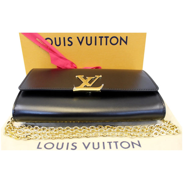 LOUIS VUITTON Chain Louise GM Noir Leather Shoulder Crossbody Bag-US