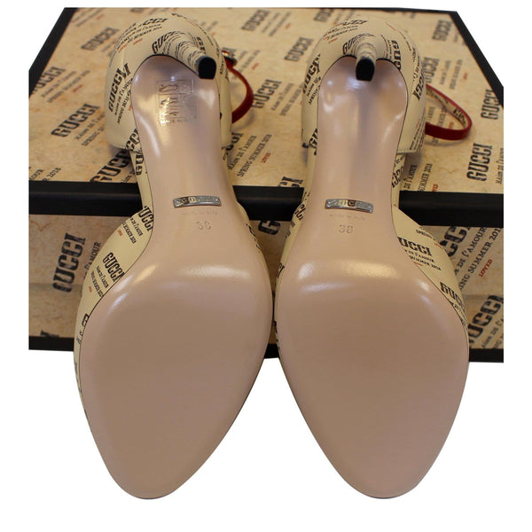 Gucci Invite Stamp Print Apollo Pumps Beige Size 38 - back view
