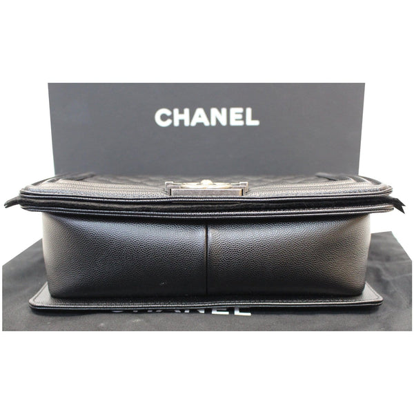 CHANEL Medium Boy Quilted Caviar Leather Shoulder Bag Black