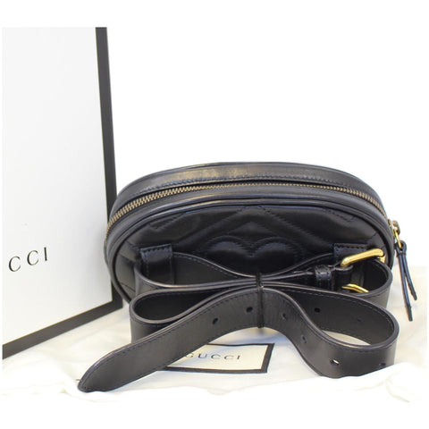 GUCCI GG Marmont Matelasse Black Leather Belt Bag 476434-US