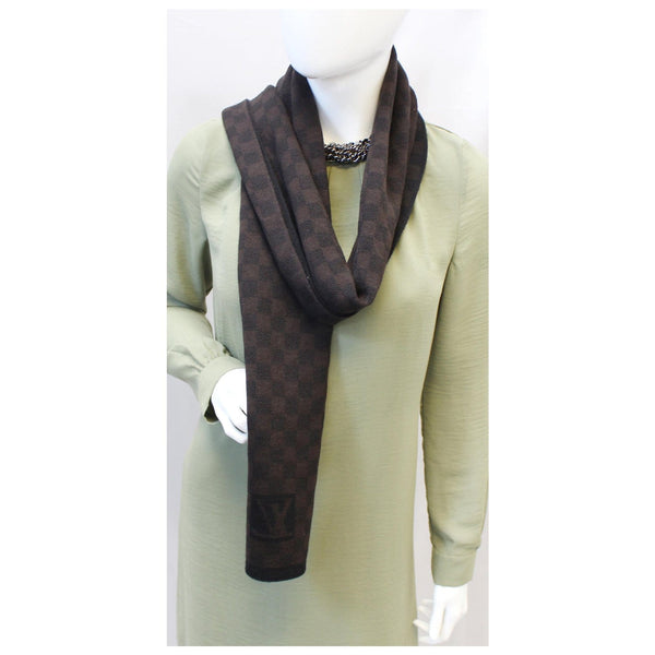 Louis Vuitton Damier Stole Scarf Wool Petit Brown on sale