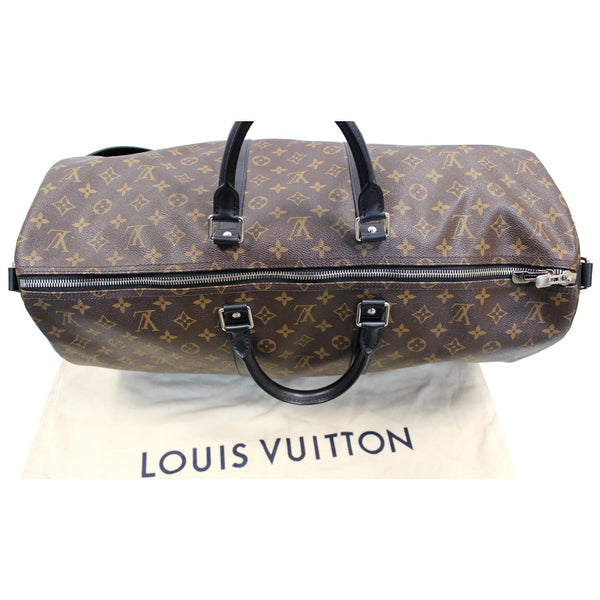 LOUIS VUITTON Keepall Bandouliere 55 Monogram Macassar Travel Bag Brown