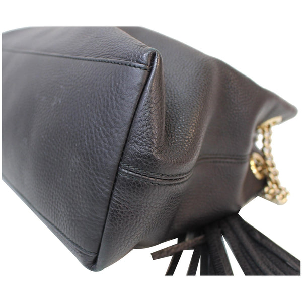 GUCCI Soho Pebbled Leather Chain Shoulder Bag 308982 Black