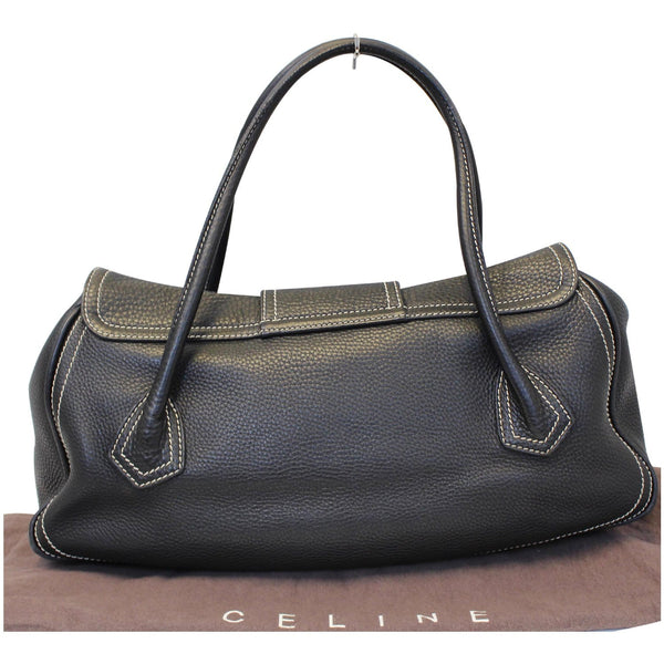 Celine Buckle Leather Satchel Bag Black - Back View