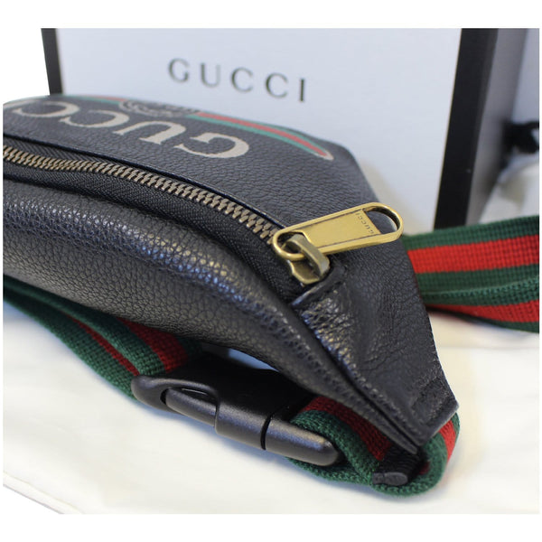 GUCCI Print Leather Black Belt Waist Bum Bag Small 527792-US