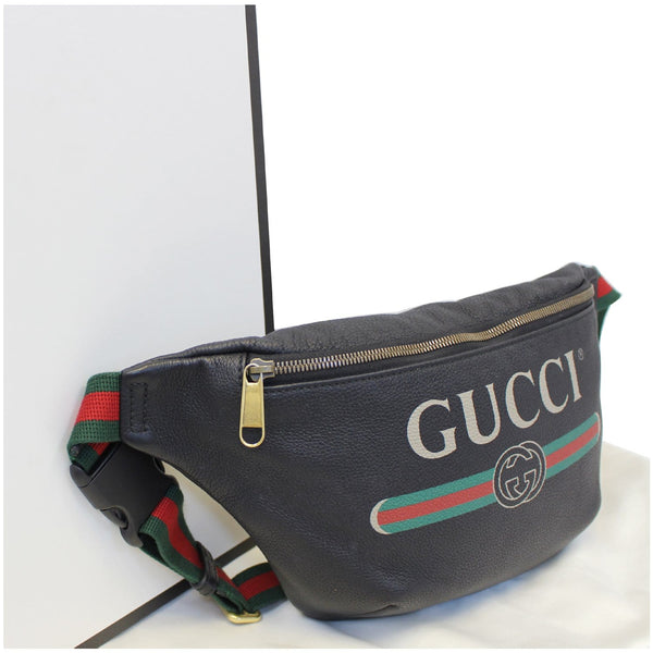GUCCI Print Leather Black Belt Waist Bumbag Medium 530412-US