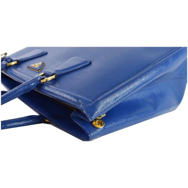 PRADA Parabole Saffiano Lux Leather Shopping Tote Blue