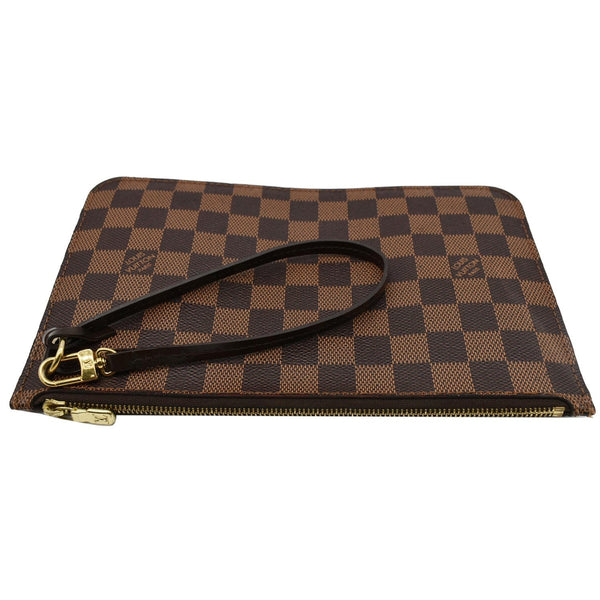 LOUIS VUITTON Neverfull MM Damier Ebene Pochette Wristlet Pouch Brown