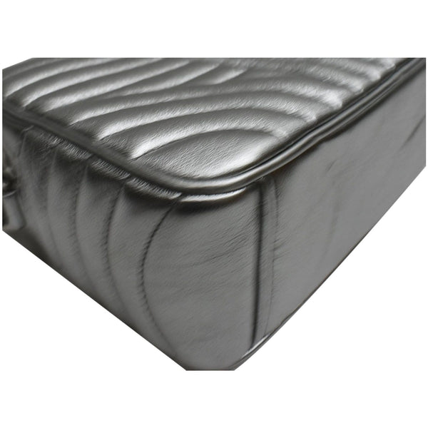 PRADA Diagramme Leather Crossbody Bag Metallic Silver