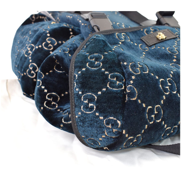 Gucci Medium GG Monogram Velvet Classic Backpack corner side look