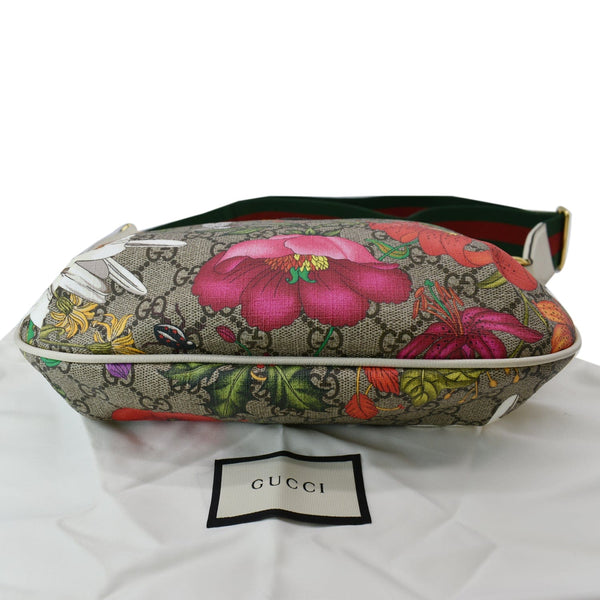 GUCCI Ophidia Half Moon Small Flora GG Canvas Hobo Bag Beige 626509