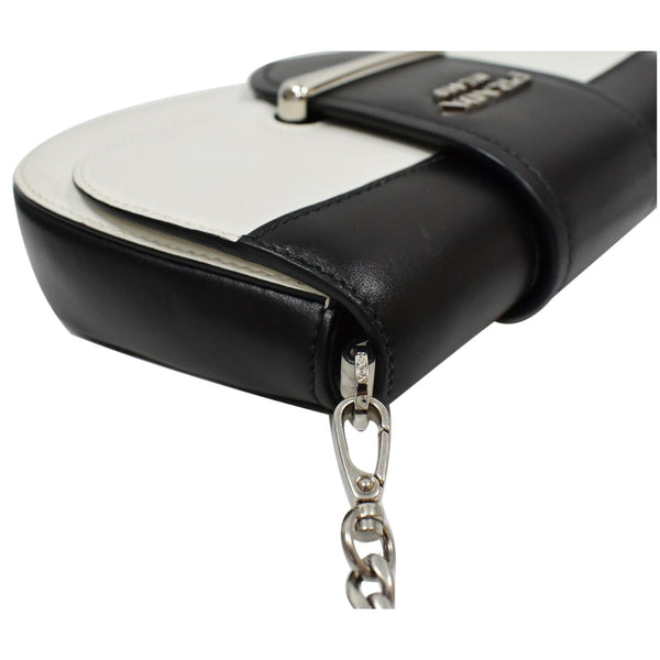 PRADA City Sidonie Small Leather Crossbody Bag Black/White - Last Call