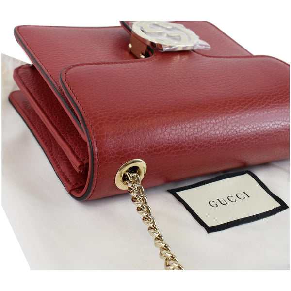 GUCCI Interlocking GG Leather Crossbody Bag Red 510304
