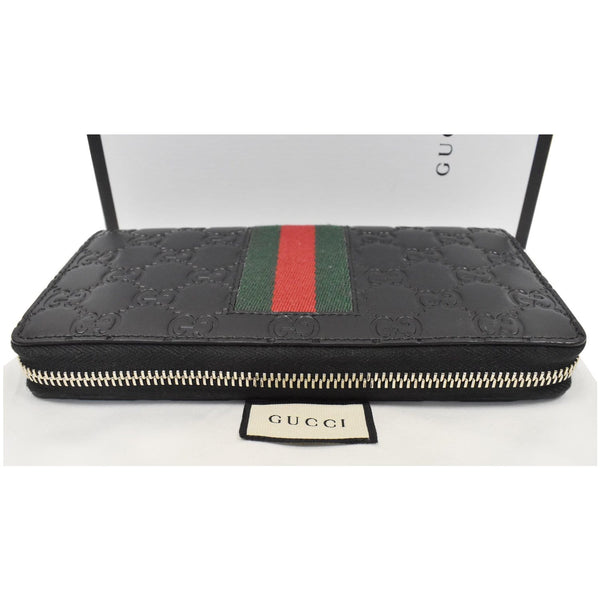Gucci Web Guccissima Leather Zip Front Wallet Black