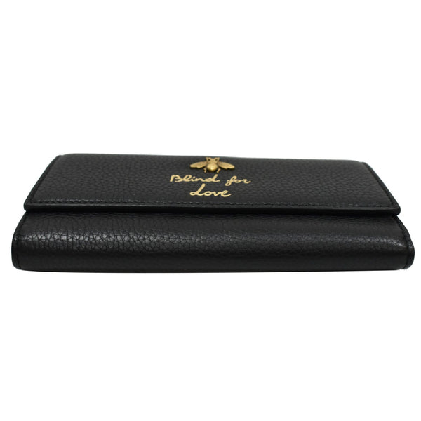 GUCCI Animalier Bee Blind For Love Leather Wallet Black 454070