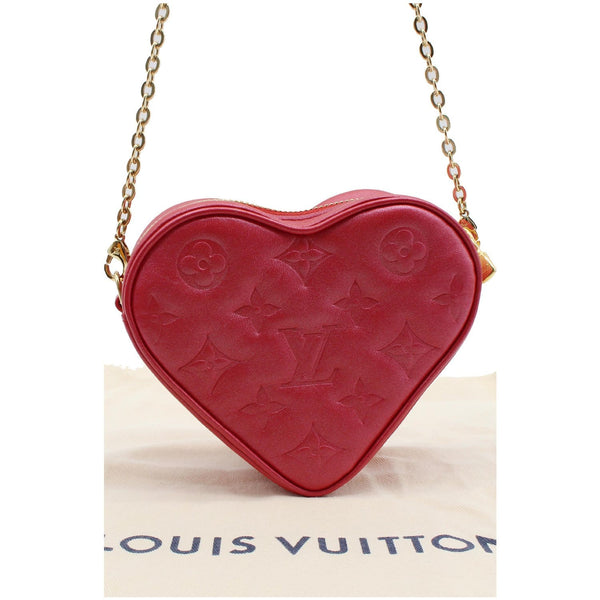 LOUIS VUITTON Heart on Chain Monogram Embossed Crossbody Bag Red - Final Sale