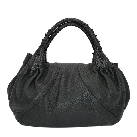 FENDI Spy Nappa Leather Satchel Bag Black