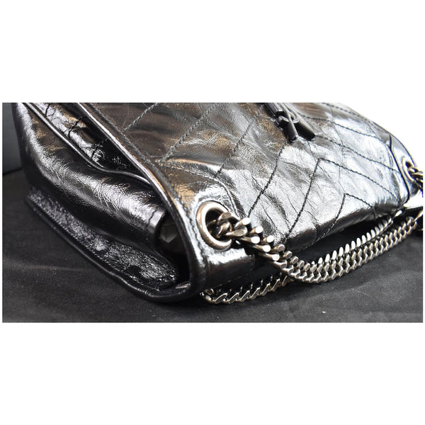 YVES SAINT LAURENT Niki Baby Crinkle Leather Crossbody Bag Black