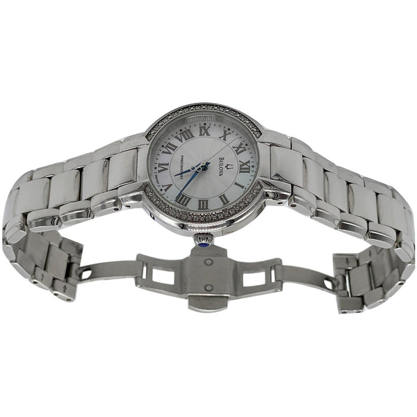 BULOVA Fairlawn Precisionist Quartz SS Diamond Bezel Watch Mop Dial 30MM