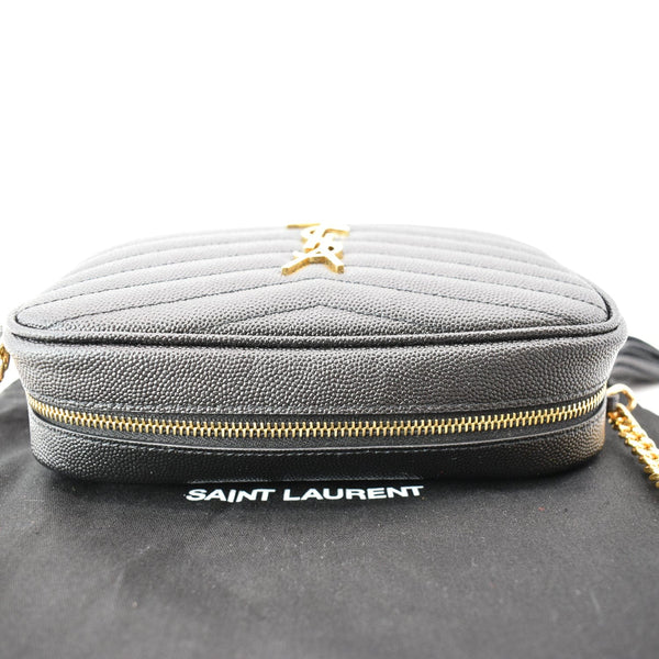 YVES SAINT LAURENT Mini Lou Grain De Poudre Camera Bag Black